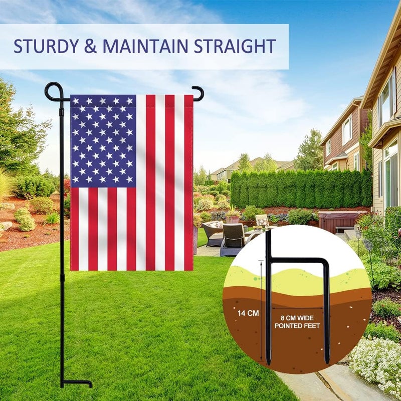 ESTTOP 2PC Garden Flag Holder Stand, Premium Yard Flag Holder Weather-Proof Metal Powder-Coated Flagpole with Clip and Stopper for Easter Garden Flag, Spring Garden Flag, Outdoor Garden Decor - Image 2